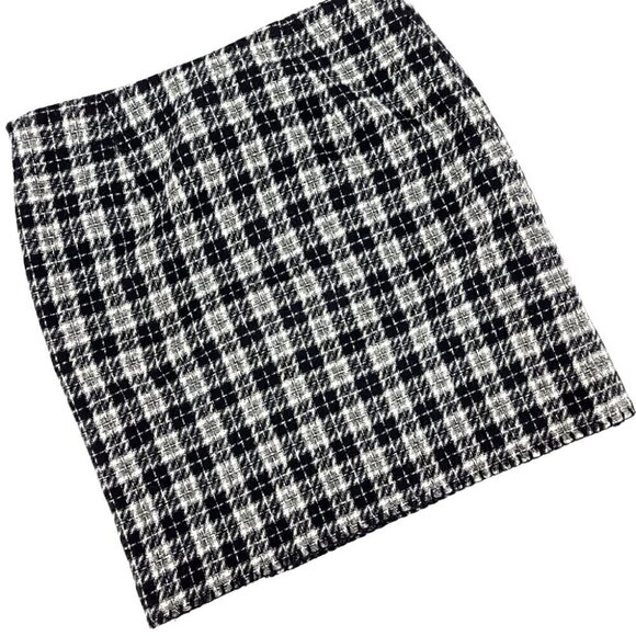 Eddie Bauer Women's 8 Square Pattern Cozy Neutral Tone Skirt with Zipper - Picture 1 of 13